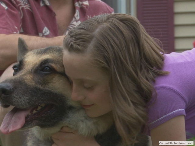 Sarah hugging Smokey